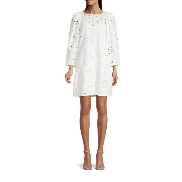 NWTD Rebecca Taylor Size 8 Sarah Embroidered Shift Dress Color Gardenia MSRP$345 - Picture 1 of 13